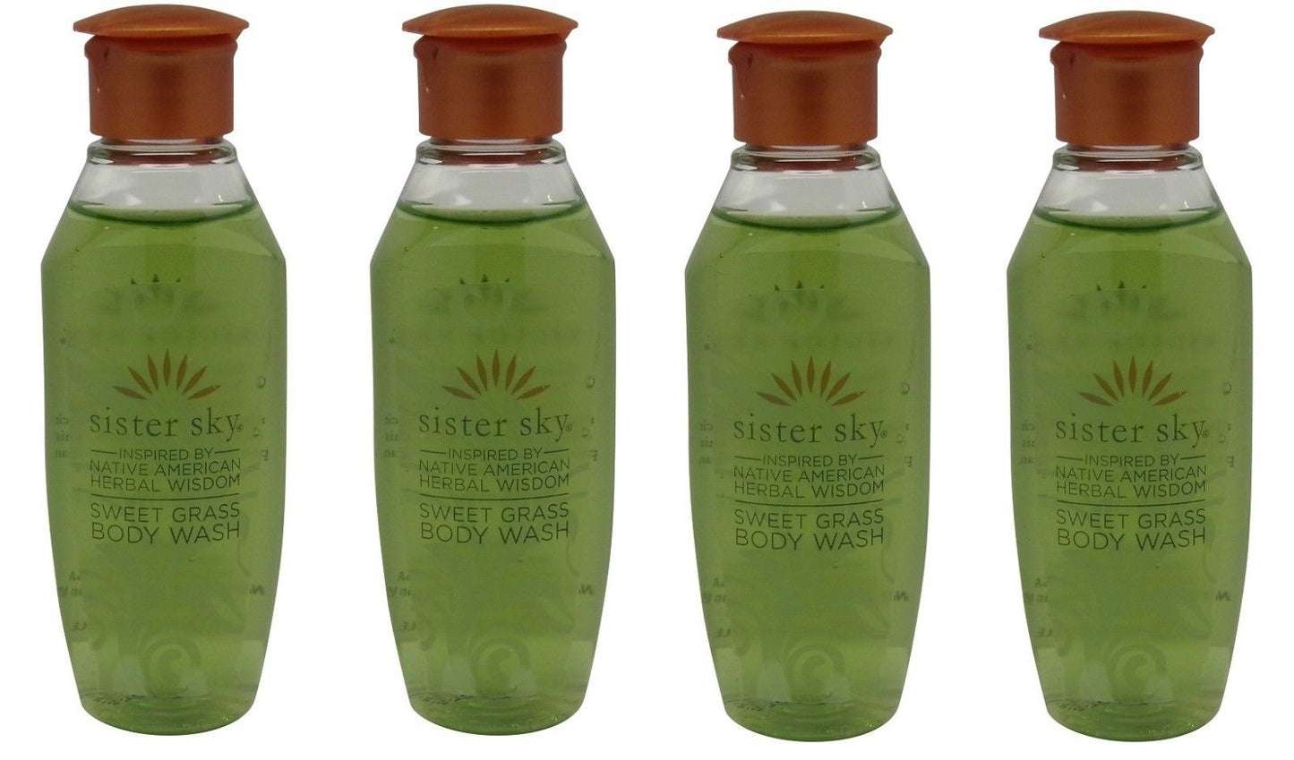 Sister Sky Sweet Grass Body Wash lot of 4 bottles. Total of 4oz