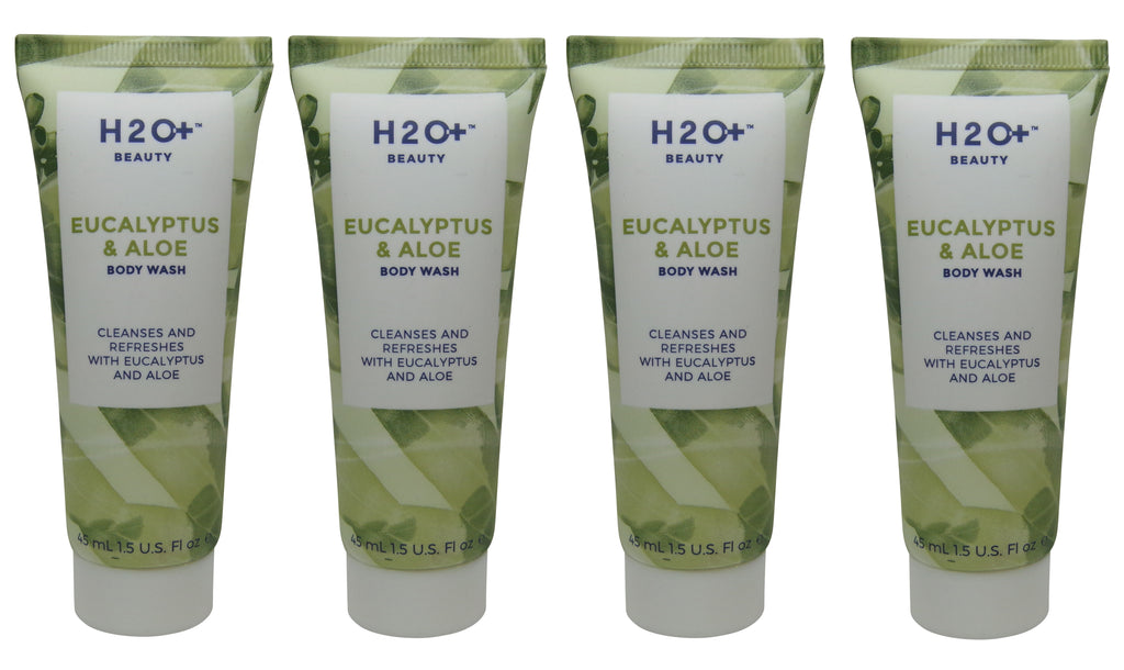 H2O Plus Eucalyptus & Aloe Body Wash lot of 4 each 1.5oz bottles. Total of 6oz