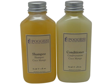 Poggesi Coco Mango Shampoo & Conditioner Lot of 4 (2 of each) 2oz Bottles
