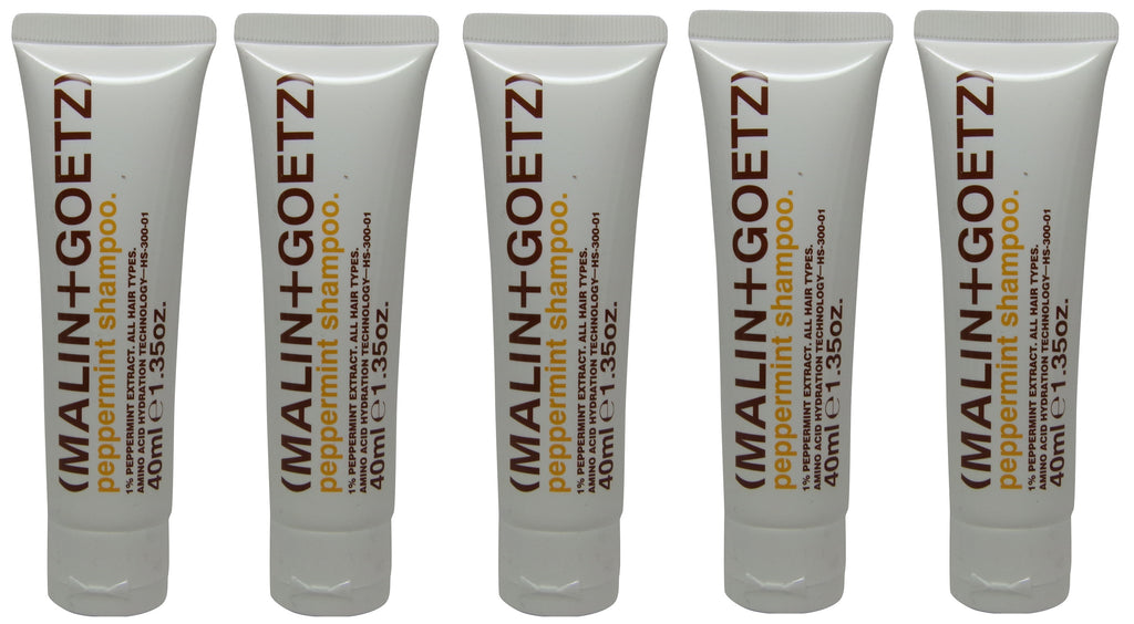 Malin + Goetz Peppermint Shampoo lot of 5 tubes each 1.35oz Total of 6.75oz