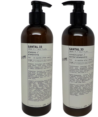 Le Labo Santal 33 Shampoo & Conditioner lot of 2 (1 of each) 16.2oz Pump Bottles.