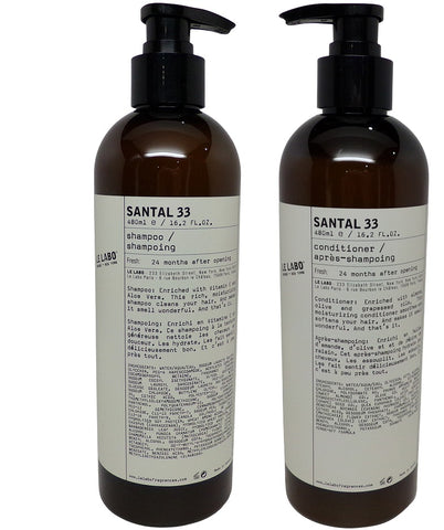 Le Labo Santal 33 Shampoo & Conditioner lot of 2 (1 of each) 16.2oz Pump Bottles.
