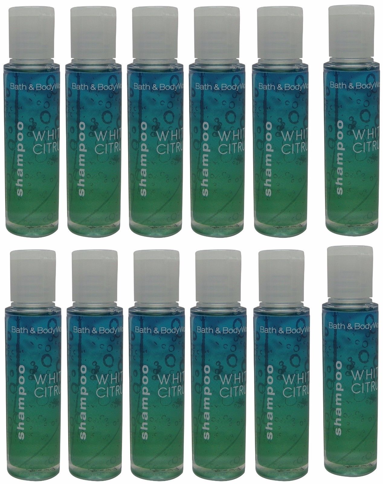 Bath & Body Works White Citrus Shampoo Lot of 12 Each 0.75oz Bottles Total 9oz