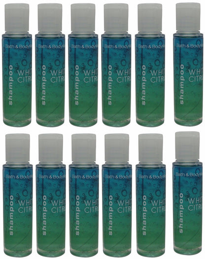Bath & Body Works White Citrus Shampoo Lot of 12 Each 0.75oz Bottles Total 9oz