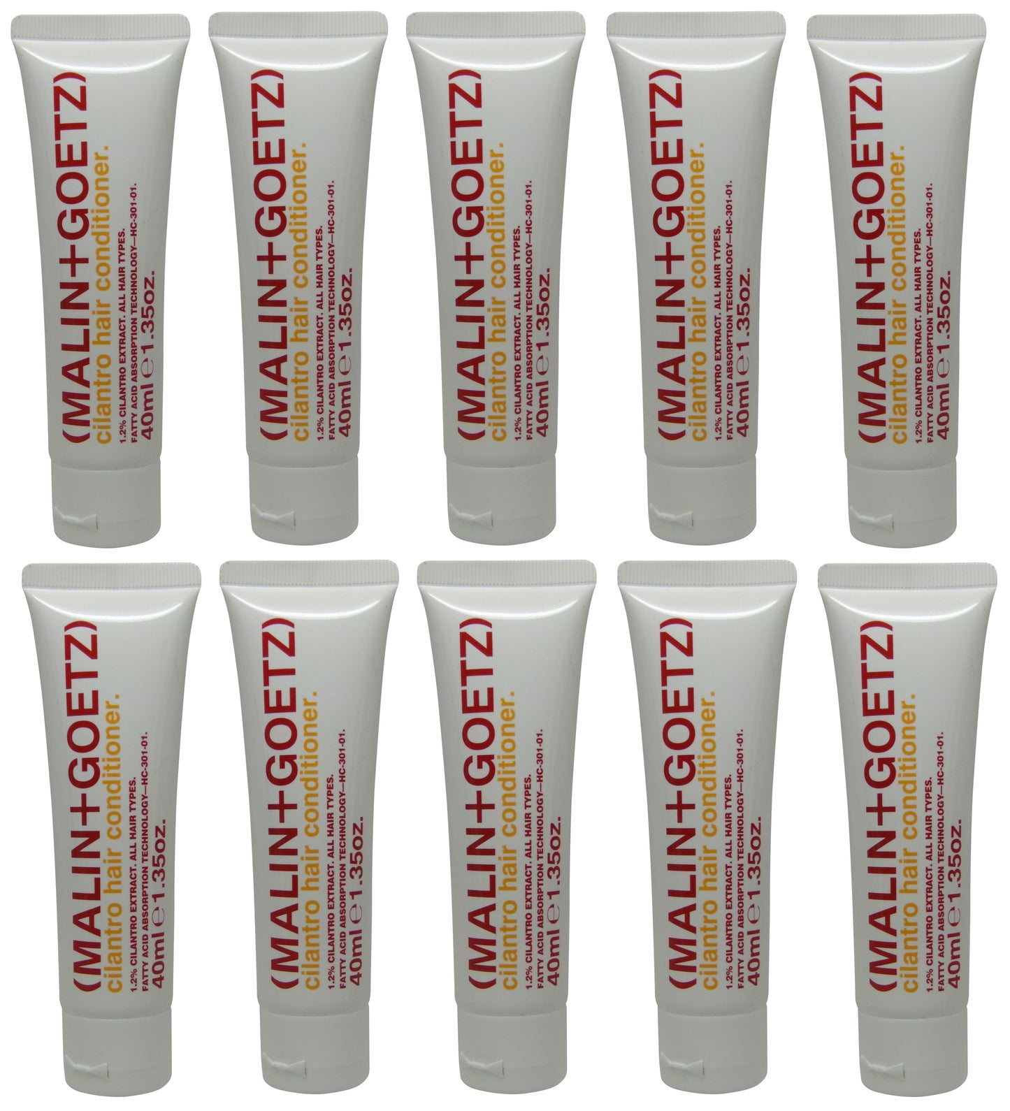 Malin + Goetz Cilantro Hair Conditioner lot of 10 tubes each 1.35oz Total of 13.5oz