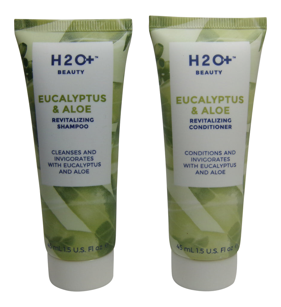 H2O Plus Eucalyptus & Aloe Shampoo & Conditioner lot of 12 (6 of each) 1.5oz bottles.