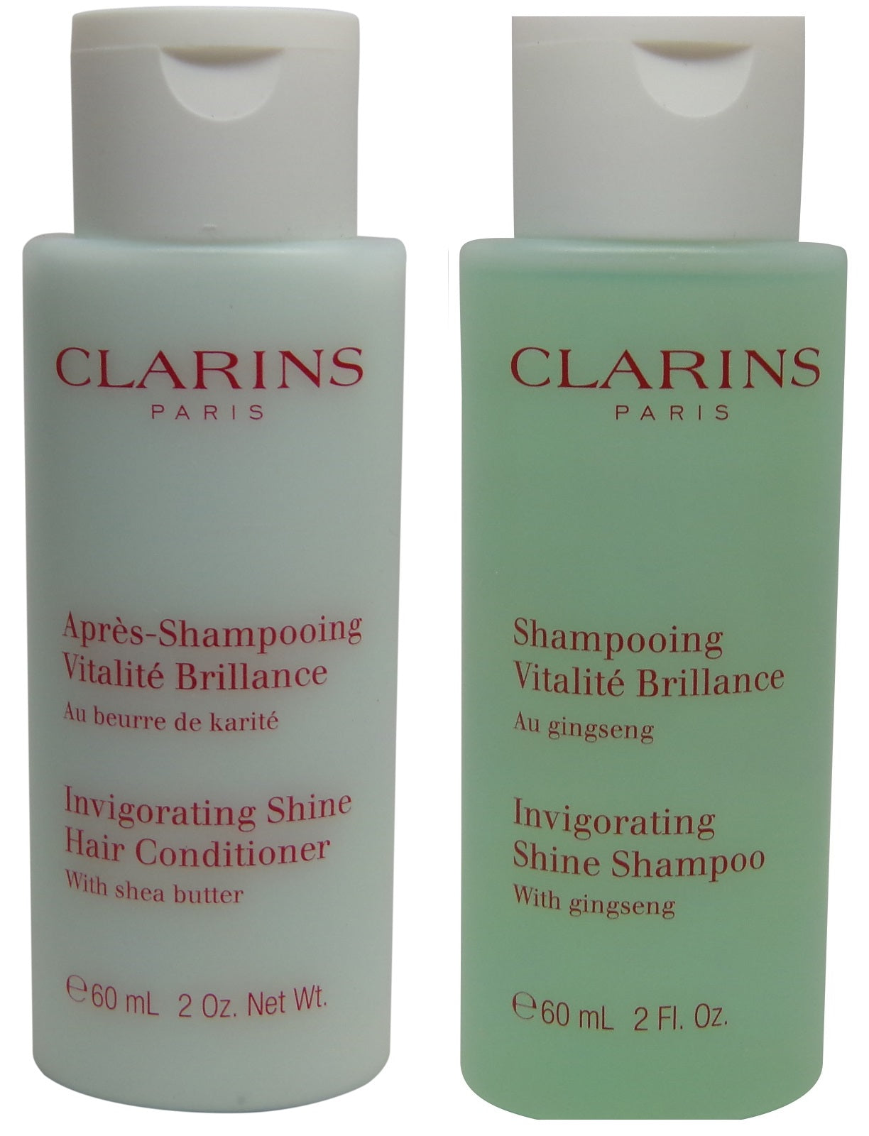 Clarins Invigorating Shine Shampoo & Conditioner lot of 2 ( 1 of each) 2oz Bottles