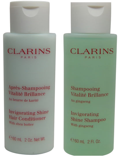 Clarins Invigorating Shine Shampoo & Conditioner lot of 2 ( 1 of each) 2oz Bottles